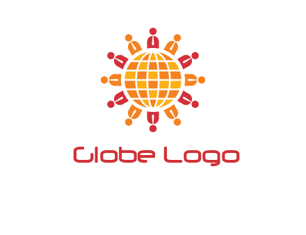 abstract people around abstract globe logo