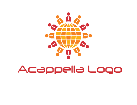 abstract people around abstract globe logo