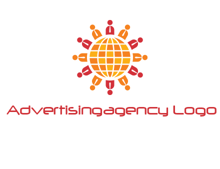 abstract people around abstract globe logo