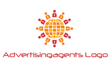 abstract people around abstract globe logo