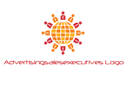 abstract people around abstract globe logo