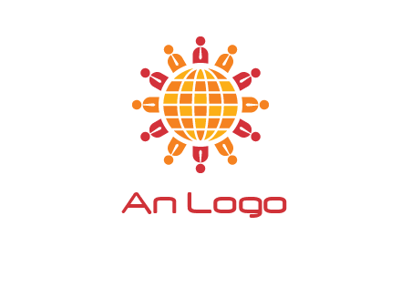 abstract people around abstract globe logo