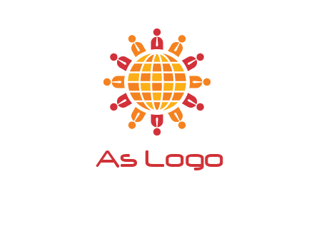 abstract people around abstract globe logo