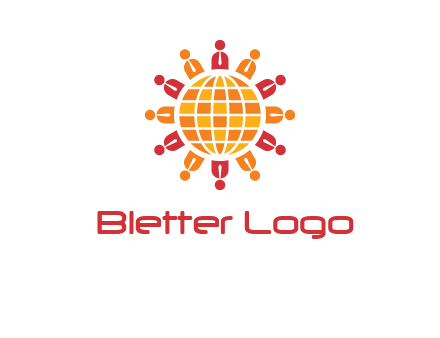 abstract people around abstract globe logo