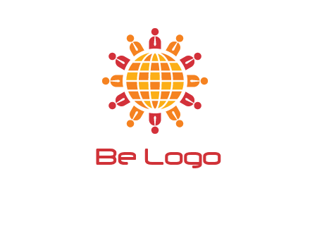 abstract people around abstract globe logo