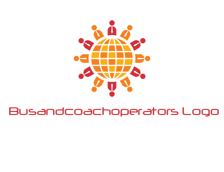 abstract people around abstract globe logo
