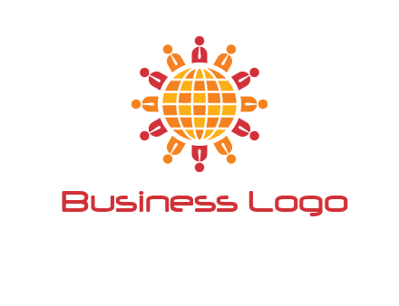 abstract people around abstract globe logo