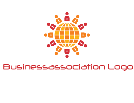 abstract people around abstract globe logo