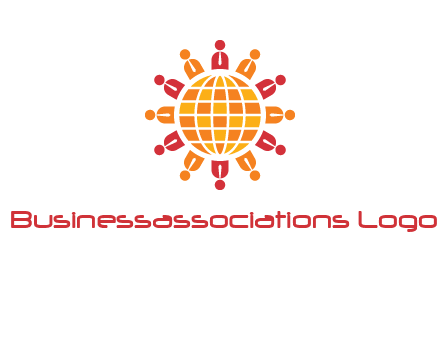 abstract people around abstract globe logo