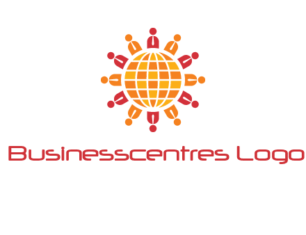 abstract people around abstract globe logo