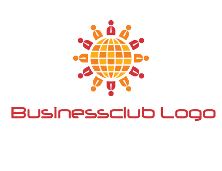 abstract people around abstract globe logo