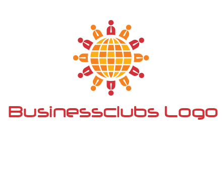 abstract people around abstract globe logo