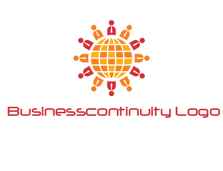 abstract people around abstract globe logo