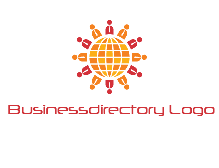 abstract people around abstract globe logo