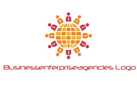 abstract people around abstract globe logo