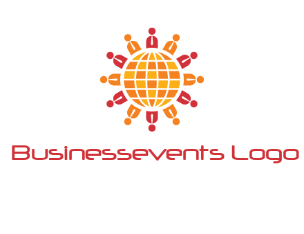 abstract people around abstract globe logo