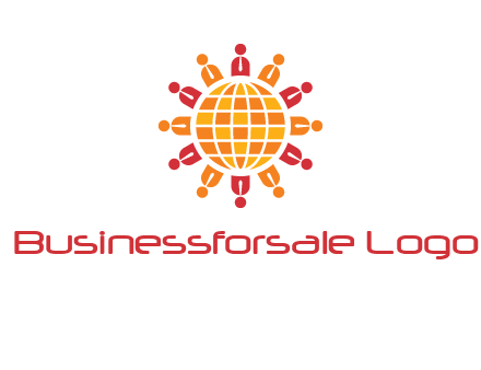 abstract people around abstract globe logo