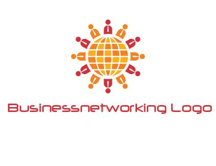 abstract people around abstract globe logo