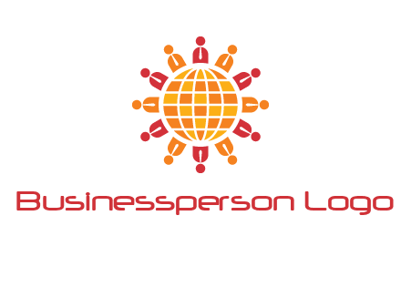 abstract people around abstract globe logo