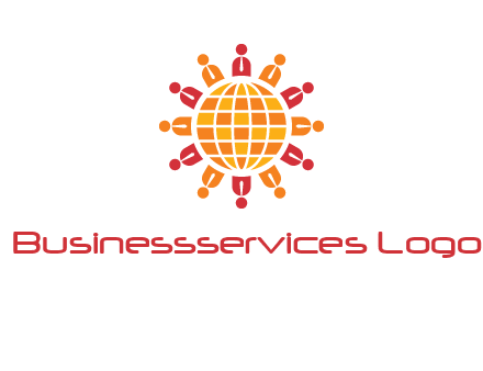 abstract people around abstract globe logo