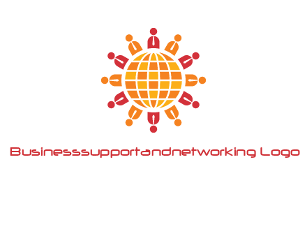 abstract people around abstract globe logo
