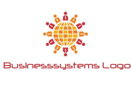 abstract people around abstract globe logo