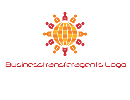 abstract people around abstract globe logo