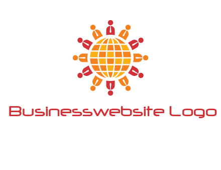 abstract people around abstract globe logo
