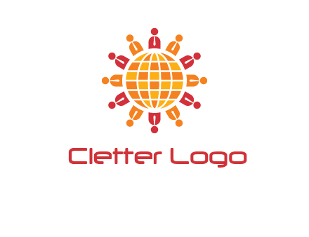 abstract people around abstract globe logo