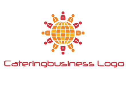 abstract people around abstract globe logo