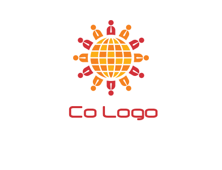 abstract people around abstract globe logo