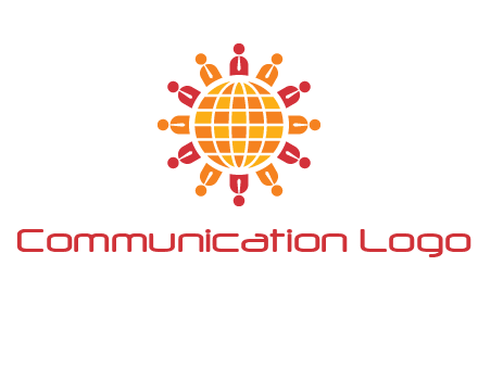 abstract people around abstract globe logo