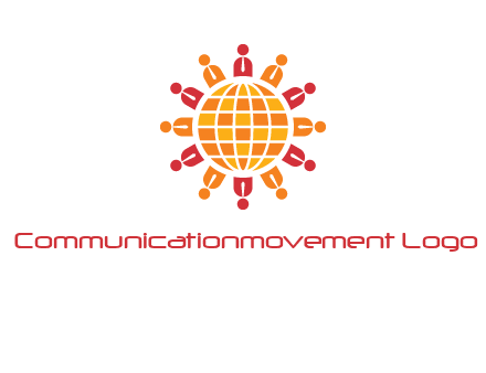 abstract people around abstract globe logo