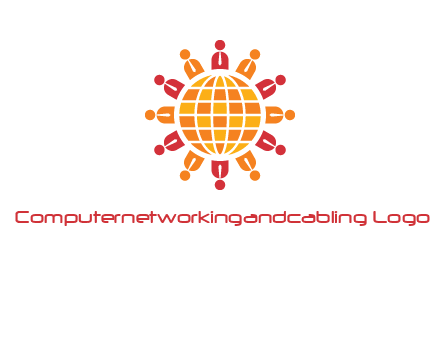 abstract people around abstract globe logo
