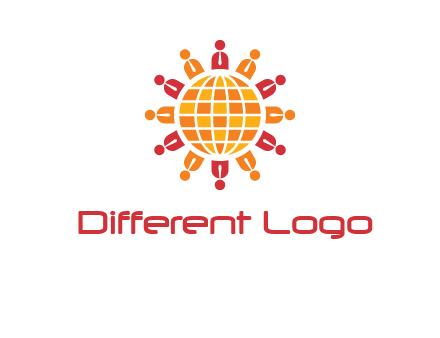 abstract people around abstract globe logo