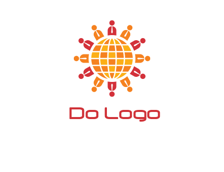 abstract people around abstract globe logo