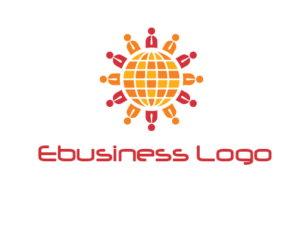 abstract people around abstract globe logo