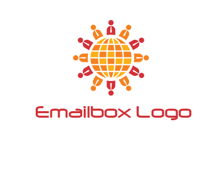 abstract people around abstract globe logo