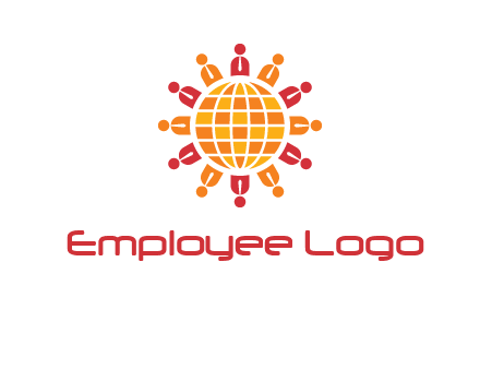 abstract people around abstract globe logo