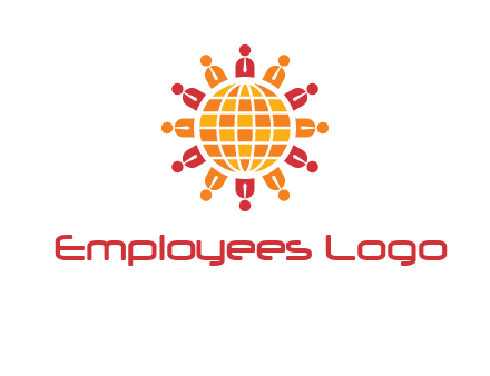 abstract people around abstract globe logo