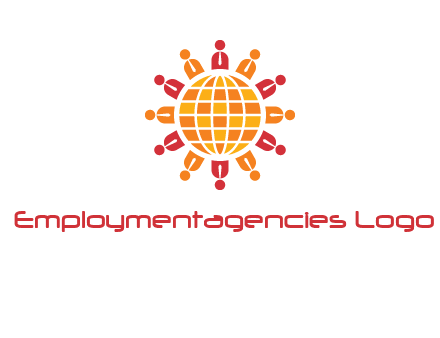abstract people around abstract globe logo