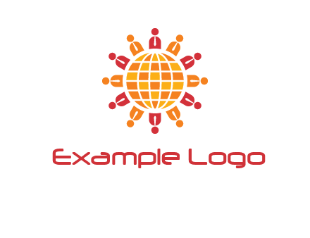 abstract people around abstract globe logo