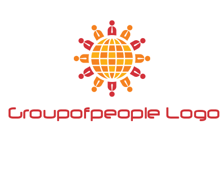 abstract people around abstract globe logo