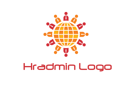 abstract people around abstract globe logo