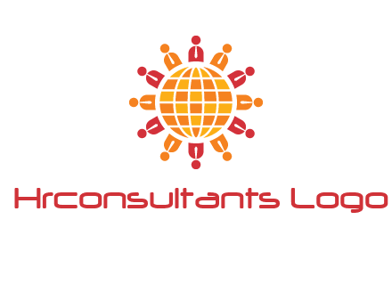 abstract people around abstract globe logo