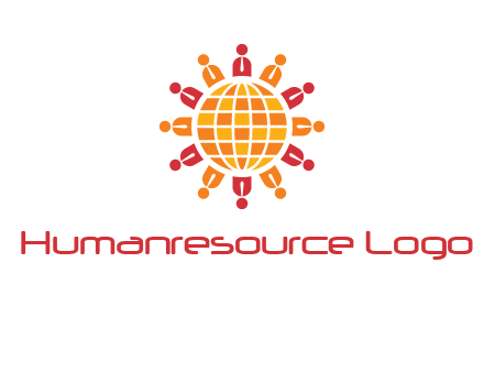 abstract people around abstract globe logo