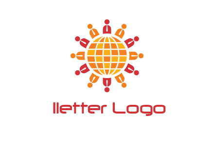 abstract people around abstract globe logo