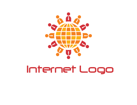 abstract people around abstract globe logo
