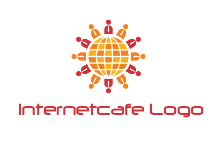 abstract people around abstract globe logo