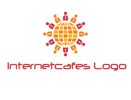 abstract people around abstract globe logo